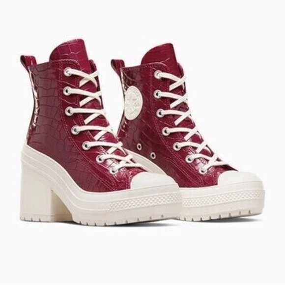 NEW Converse Chuck 70 De Luxe Leather Platform Heel Embossed Crocodile Hightop’s - Picture 2 of 7
